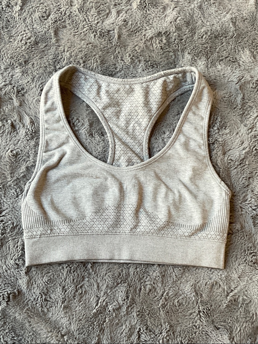 Seamless Light Gray Racerback Sports Bra